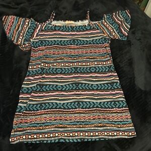 Colorful Patterned Off-Shoulder Dress